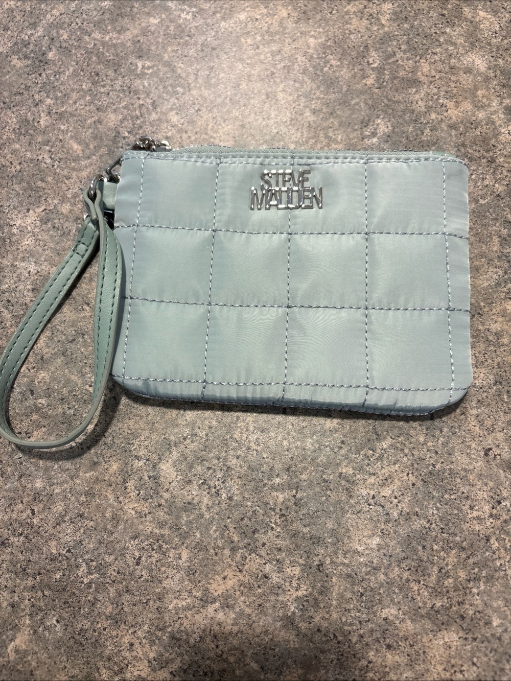 Steve Madden Quilted Wristlet in Sage Green